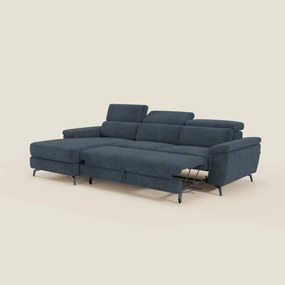 Estro Divano estraibile con chaise-longue e poggiatesta reclinabili in tessuto impermeabile T14 blu