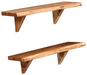 Mensole 2 pz 60x20x16 cm in legno massello di acacia