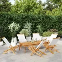 Sedie da Giardino Pieghevoli 6pz Bianco Crema Tessuto e Legno 3214638