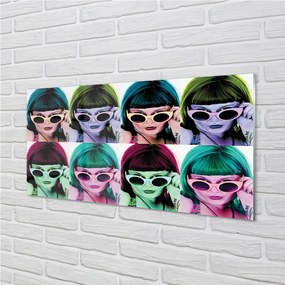 Quadro acrilico Donna colorate occhiali per capelli 100x50 cm