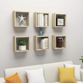 Mensole a cubo 6 pz rovere sonoma 30x15x30 cm