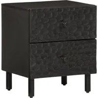 Comodino Nero 40x33x46 cm in Legno Massello di Mango 356817