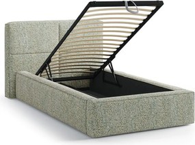 Letto singolo imbottito verde con contenitore con rete inclusa 90x200 cm Darren – Micadoni