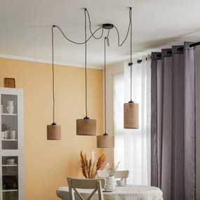 TK Lighting Lampada a sospensione Juta, 4 luci