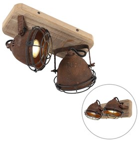 Faretto marrone ruggine legno incl 2 lampadine smart GU10 - GINA