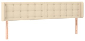 Testiera ad orecchio crema 163x16x78/88 cm in tessuto