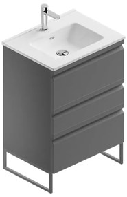 Mobile bagno sospeso con lavabo L 60 x H 56 x P 46 cm grafite in mdf 3 cassetti per vasca centrale Pull