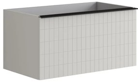 Mobile da bagno sotto lavabo Pixel grid grigio laccato opaco L 80 x H 40 x P 45.5 cm 2 cassetti, lavabo non incluso