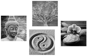 Set di quadri – Natura morta Buddha in bianco e nero