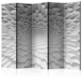 Paravento design L'Abisso dell'Oblivione II - tunnel bianco infinito astratto di figure