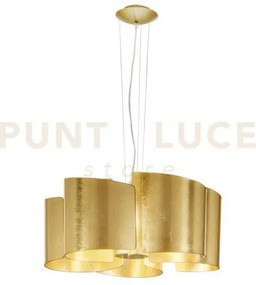 Lampadario a sospensione imagine oro 5 luci attacco e27 63x120cm ve...