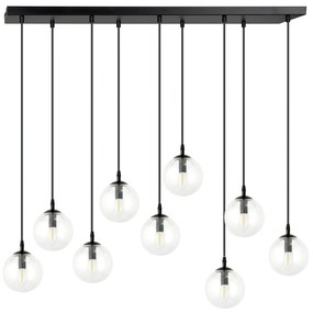 Lampadario a Sospensione in Acciaio e Vetro COSMO 9 Nero 9xE14