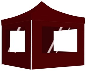 Gazebo Pieghevole İn Alluminio Con Pareti 3x3 M Rosso Vino /