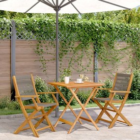 Set Da Bistrot 3pz Grigio İn Polipropilene E Legno Massello /