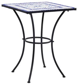 Tavolino da Bistrot con Mosaico Blu e Bianco 60 cm in Ceramica