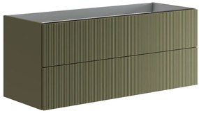 Mobile da bagno sospeso sotto lavabo L 119.5 x H 50 x P 45.5 cm verde salvia opaco, 2 cassetti Opera