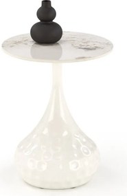 Tavolino da caffè Verde effetto marmo bianco / bianco - ø40/h52 cm