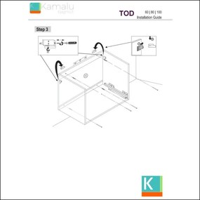 Kamalu - mobile bagno sospeso 60 cm con lavabo integrato e 2 cassetti tod-60l
