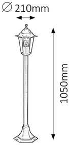 Rabalux 8210 - Lampada da esterno VELENCE 1xE27/60W/230V 105 cm