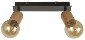 Plafoniera Industrial-Nordico Spinoso Acciaio Nero Marrone 2 Luci E27