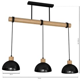 Lampadario su filo ERIK 3xE27/60W/230V beige/nero