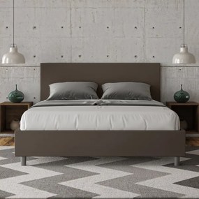 Letto matrimoniale senza rete imbottito 160x190 similpelle cappuccino Adele