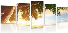 Quadri 5 pezzi – Alba sulla spiaggia caraibica