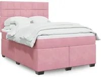 Giroletto a Molle con Materasso Rosa 160x200 cm in Velluto 3293259