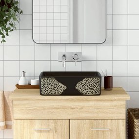 Lavabo Da Appoggio Nero Rettangolare 46x35,5x13 Cm Ceramica /