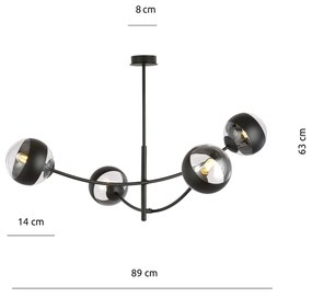 Plafoniera Contemporaneo Oceano Acciaio Nero 4 Luci E14 Ip20