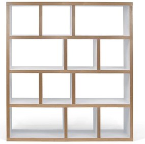 Libreria bianca con bordo in legno 150x159 cm Berlin - TemaHome