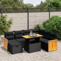 Set Divani da Giardino con Cuscini 8 pz Nero in Polyrattan 3276261