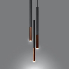 Lampadario su filo MOSAIC 3xG9/12W/230V nero/rame