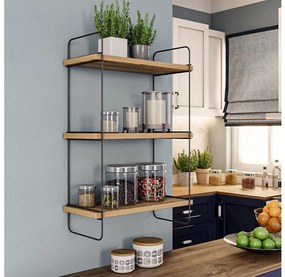 Mensola da parete POLALIS 66x40 cm marrone/nero