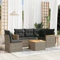 Set Divano da Giardino 6 pz con Cuscini Grigio in Polyrattan 3225983