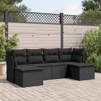 Set Divano da Giardino 6 pz con Cuscini Nero in Polyrattan 3218005