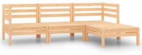 Set Salotto da Giardino 4 pz in Legno Massello di Pino