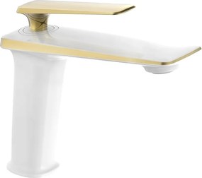 Mexen Purus rubinetto lavabo, bianco/oro - 745800-25
