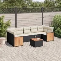 Set Divani da Giardino con Cuscini 8 pz Nero in Polyrattan 3259893