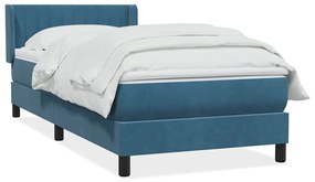 Giroletto A Molle Con Materasso Blu Scuro 90x220 Cm Velluto /