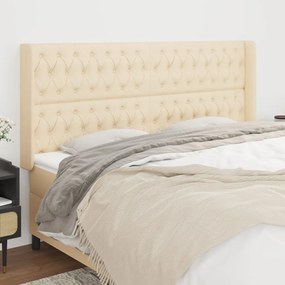Testiera Ad Orecchio Crema 203x23x118/128 Cm İn Tessuto /