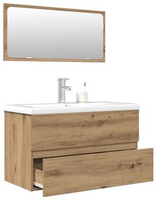 Set Mobili Da Bagno 3 Pz Rovere Artigianale Legno Multistrato /