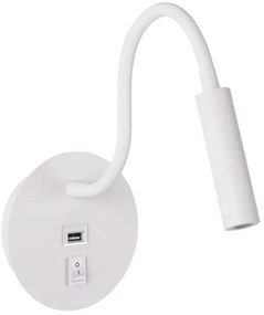 Brilagi - LED Lampada flessibile da muro con porta USB MAYA LED/3W/230V bianco