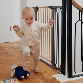 Lionelo - Cancello sicurezza TRUUS SLIM nero/marrone