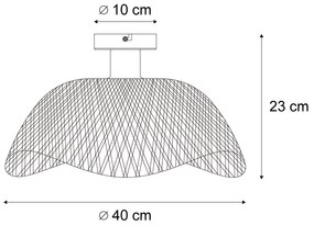 Plafoniera Art Déco nera con bambù naturale 40 cm - Alka