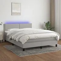 Letto a Molle Materasso e LED Grigio Chiaro 140x190 cm Tessutocod mxl 122700