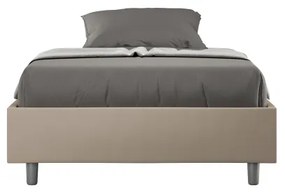 Letto Sommier senza rete imbottito 140x200 similpelle tortora Azelia