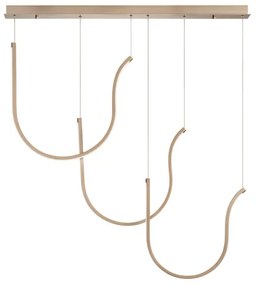 Lampada a sospensione ARQUA 3 Luci con base rettangolare 110 cm in metallo ORO