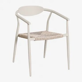 Sedia Da Pranzo Impilabile Con Braccioli In Alluminio E Rattan Sintetico Marsha Tapioca Beige - Sklum