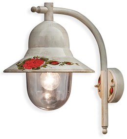 Applique Esterno Classica Imperia Metallo Ceramica Bianco Sfumato 1 Luce E27